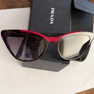 🔴Prada Women's Sunglasses - Red and Brown Cat-Eye🔴